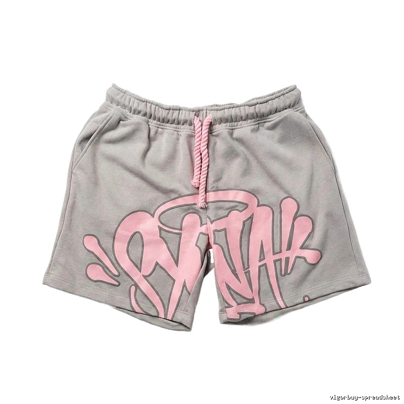 SynaWorld graffiti-style gray shorts