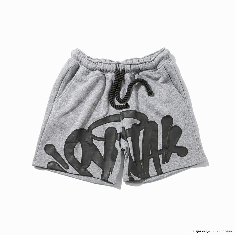 SynaWorld graffiti-style gray shorts