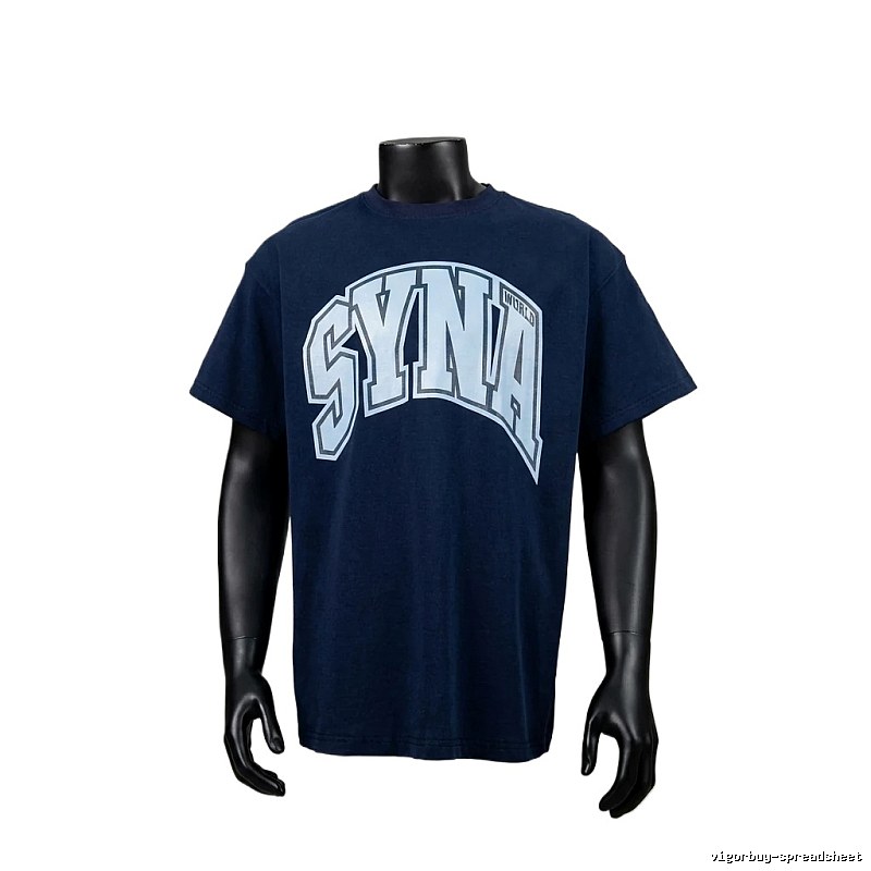 SynaWorld Letter Style Navy Blue T-shirt
