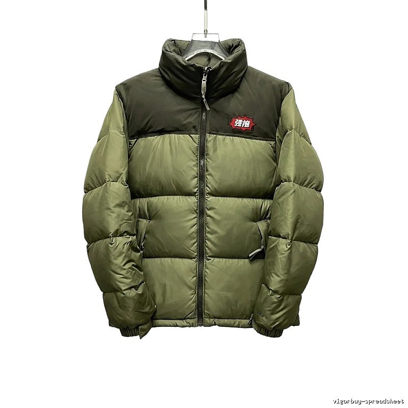 The North Face double - color green down jacket