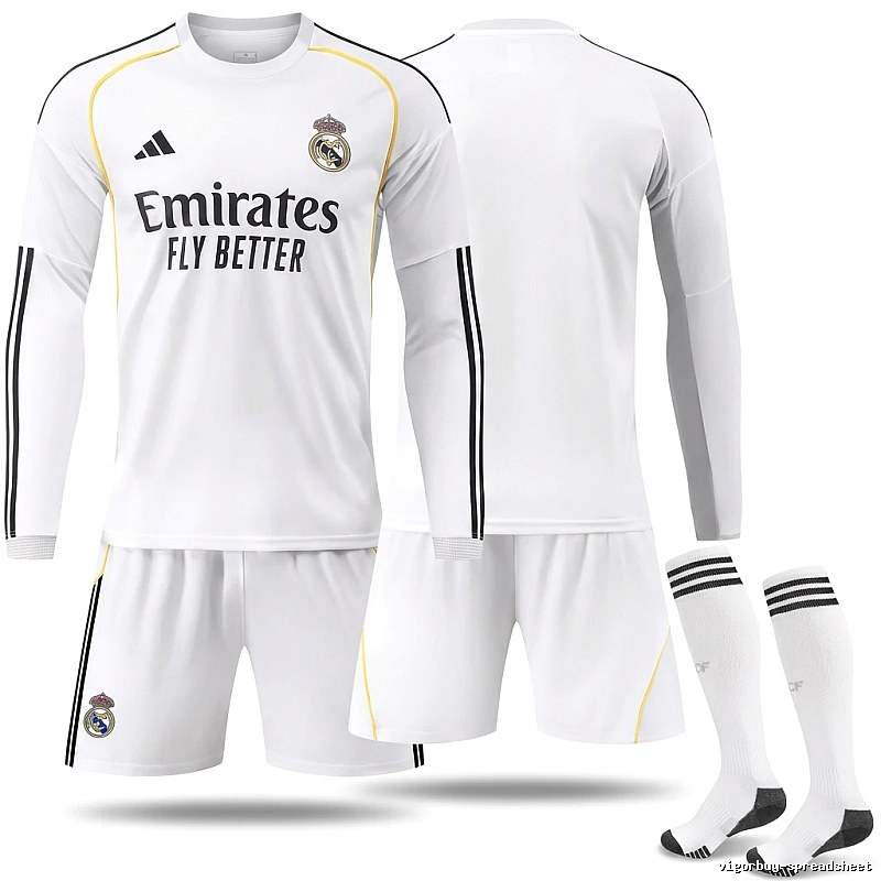 The sporty white jersey of Real Madrid.