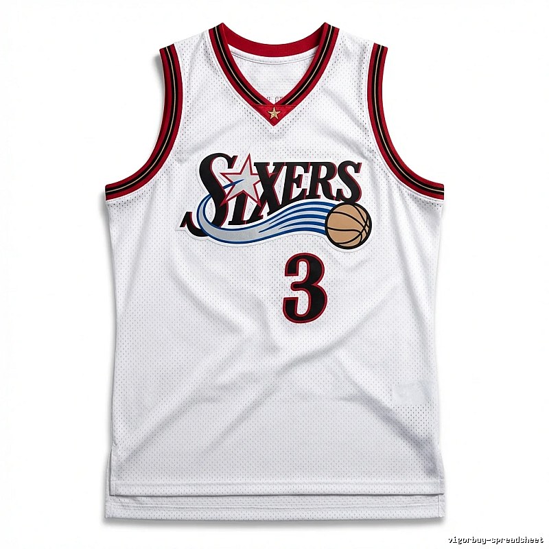 The white basketball uniform of Allen Iverson of the Philadelphia 76ers.