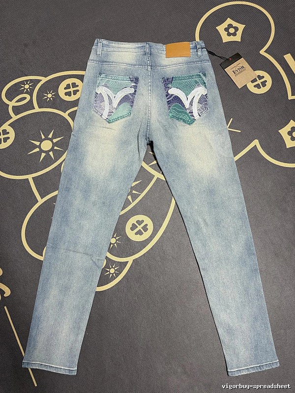 Travel Light Blue Evisu Graphic Jeans