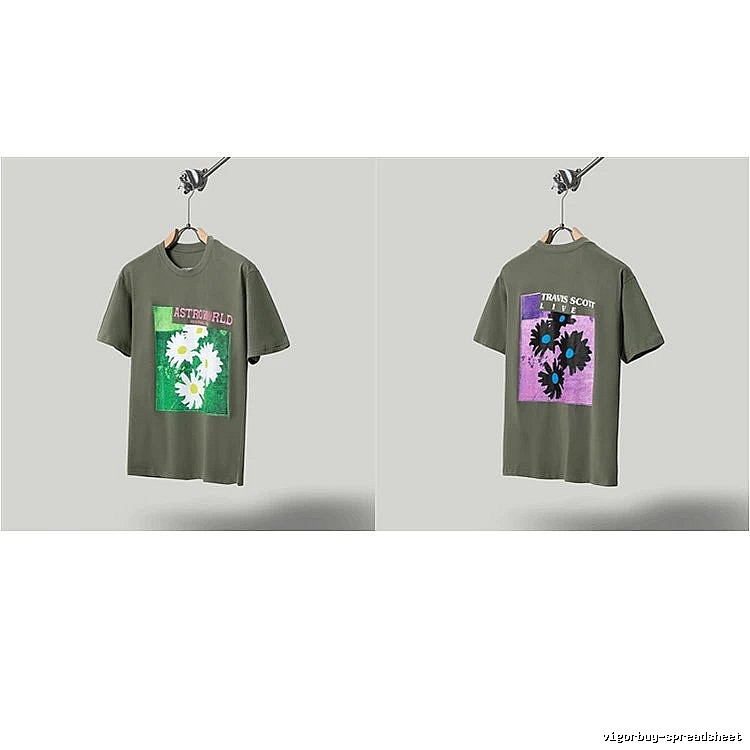 Travis Scott AstroWorld Vintage Army Green Short-Sleeve T-Shirt