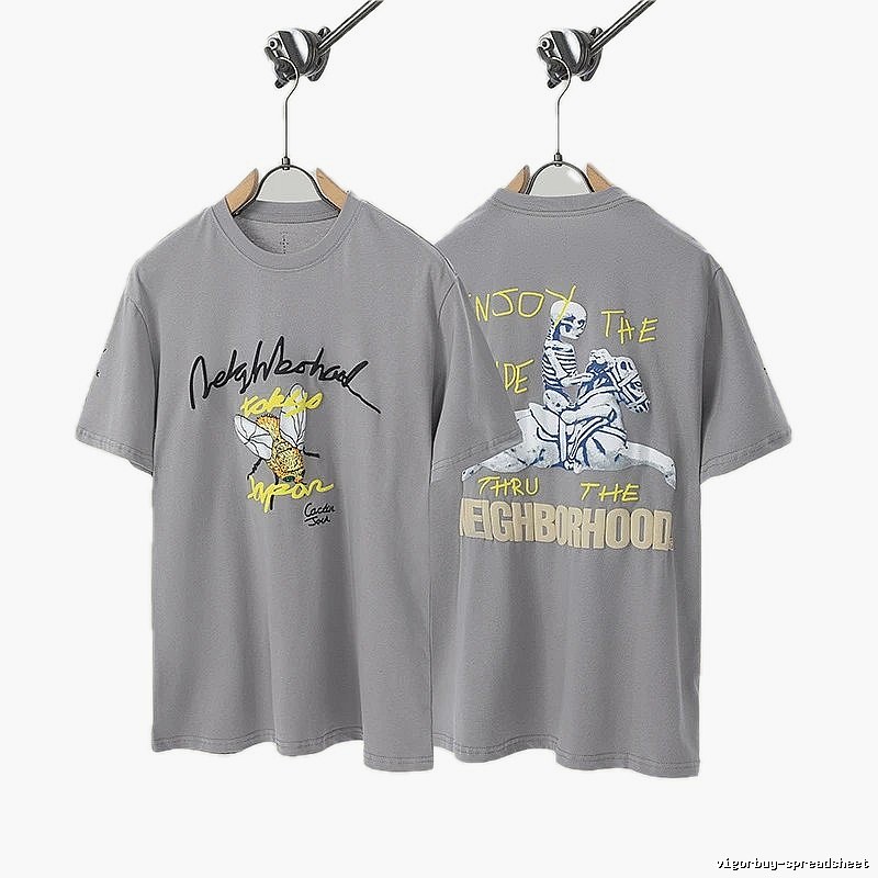 Travis Scott Co-branded Street Style Gray Short-sleeve T-shirt