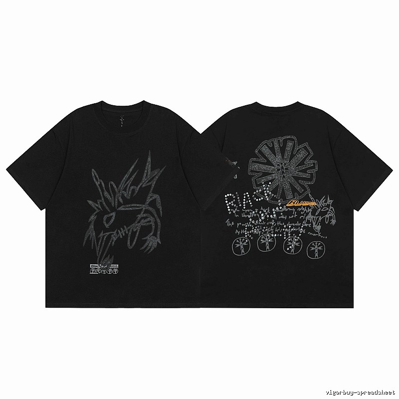 Travis Scott Urban Graphic T-shirt Brown Travis Scott with Statement Pattern