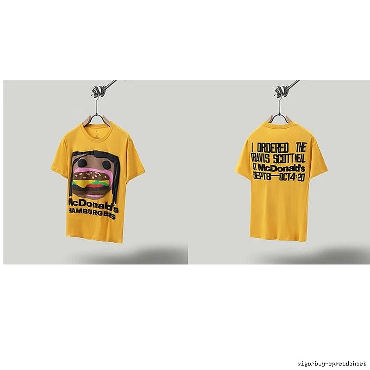 Travis Scott x McDonald's Co-branded Street Style Yellow T-Shirt
