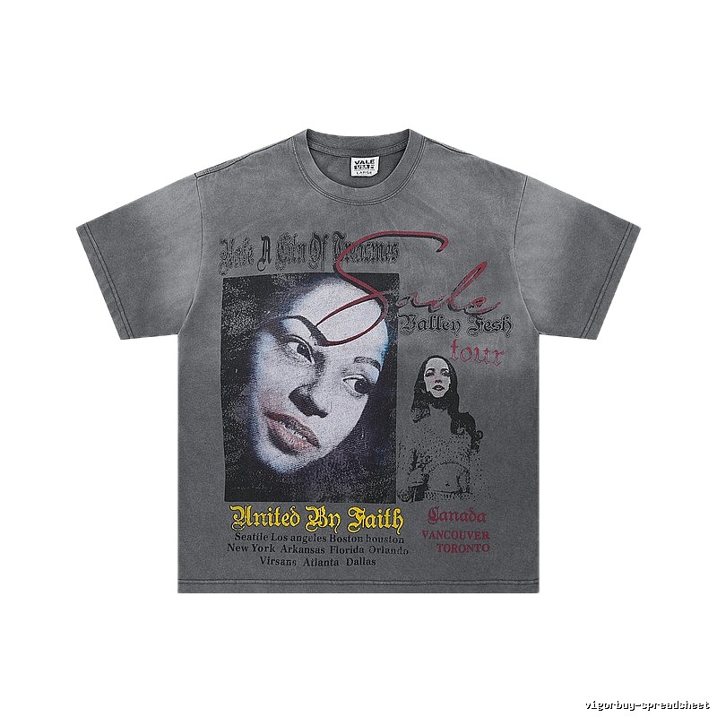 Valley Tour Vintage Distressed Washed Grey T-shirt