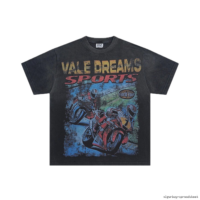 Valley Vintage Biker Style Distressed Charcoal Black T-Shirt