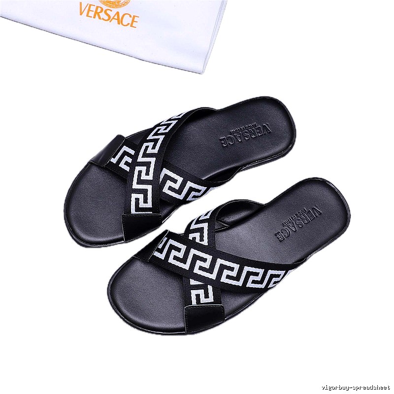 Versace Greek Key Streetwear Style Black Slides