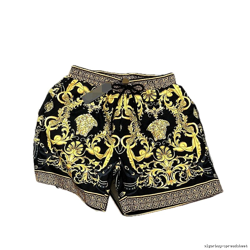 Versace Medusa Baroque Style Black and Gold Shorts