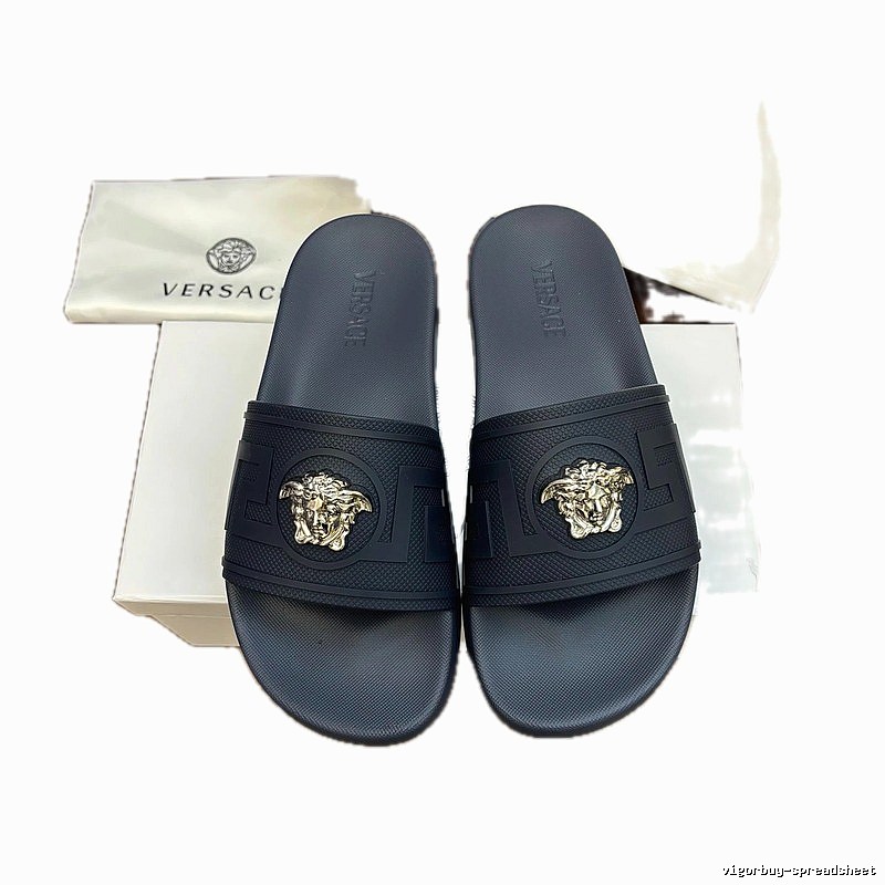 Versace Medusa Luxury Style Black Slide Sandals