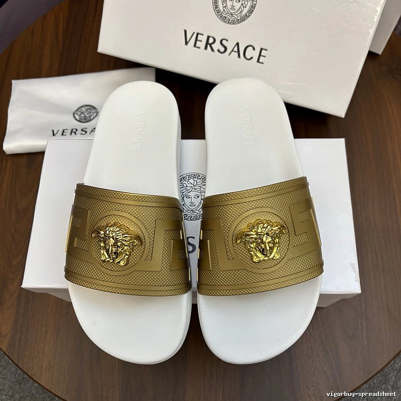 Versace Medusa Luxury Style White Gold Slides