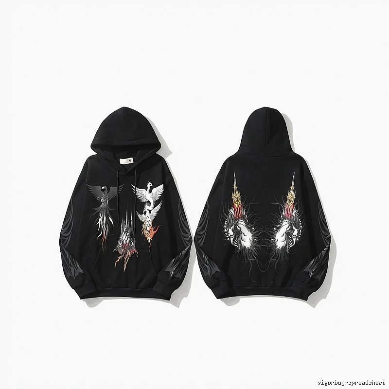 WDW Trendy Brand Chinese Style Embroidery Black Hoodie