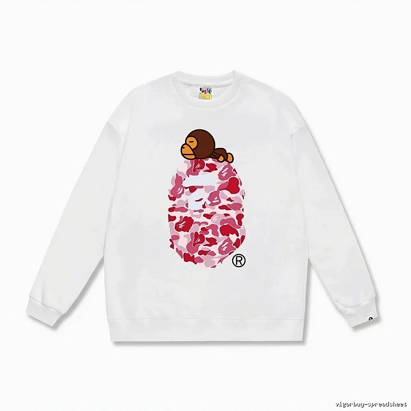 White hoodie in the style of Bape ape man camouflage