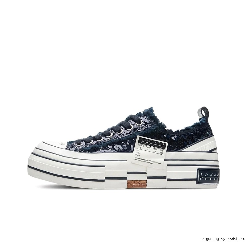 Xvessel denim-style black and white canvas shoes