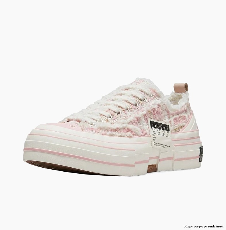 Xvessel denim-style pink and white canvas shoes