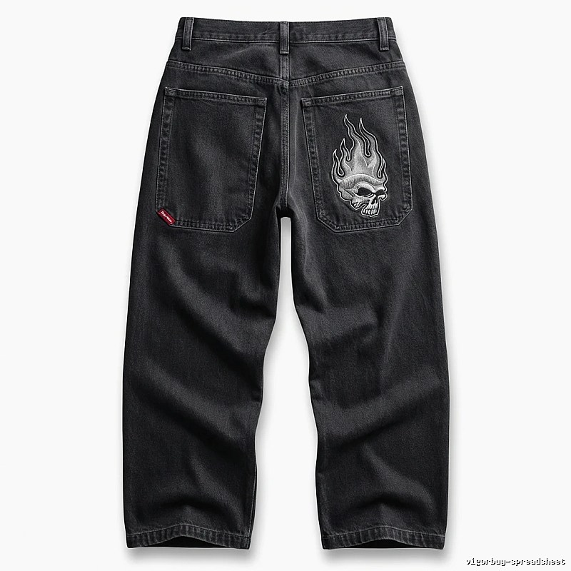 Y2K Fear of God Flame Black Denim Shorts