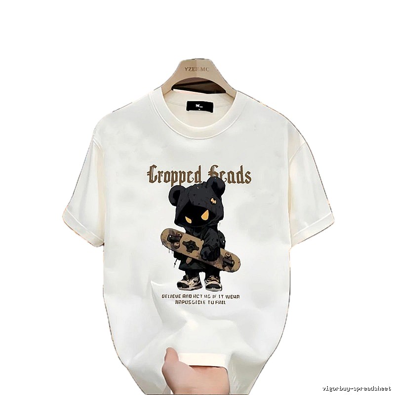 YZEEMC Bear Print Dark Style Off-white T-shirt